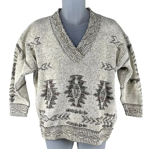 Vintage Equipt Mens L-XL Aztec Pullover Sweater Southwestern Cotton Blend Hippie - Picture 3 of 16